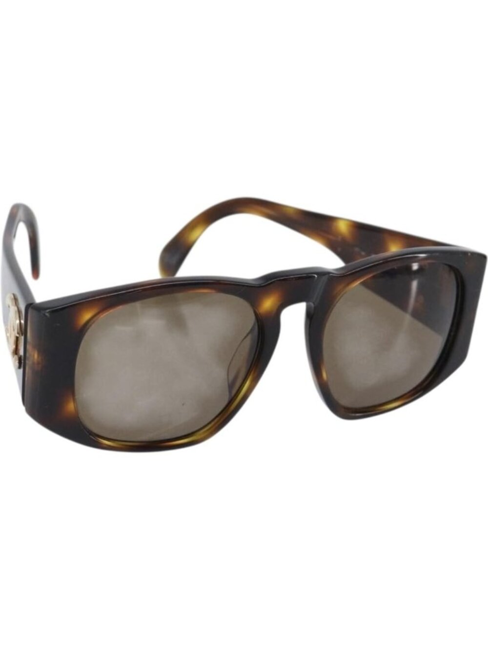 CHANEL Sunglasses Plastic Brown Gold CC